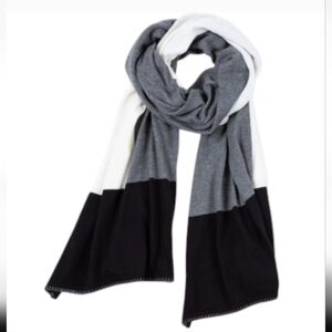 zestt Dreamsoft Colorblock Organic Cotton Travel Scarf, Wrap Gray, White, Black